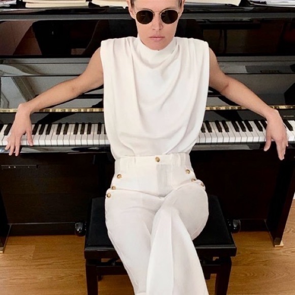 NWT Zara Pleated Shoulder Draped Cowl Neck Sleeveless Blouse in White Size XL - Picture 4 of 16